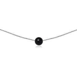 Sterling Silver Simulated Gemstone 8mm Bead Ball Dainty Choker Necklace