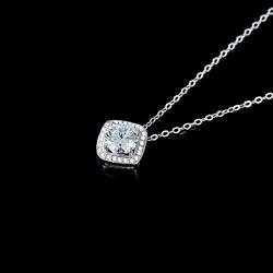 WSX 14K Solid Yellow Gold 1 Carat 6.5mm Moissanite Solitaire Pendant Necklace, Fine Jewelry Gifts for Women Girl