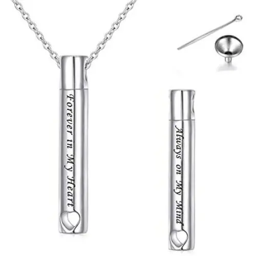Urn Necklaces for Ashes for Women Girls Cremation Jewelry 925 Sterling Silver Eternity Memorial Forever in My Heart Ashes Keepsake, Adjustable Silver Chain 18+2 Inches Urn Necklaces for Ashes for Women Girls Cremation Jewelry 925 Sterling Silver Eternity Memorial Forever in My Heart Ashes Keepsake, Adjustable Silver Chain 18+2 Inches