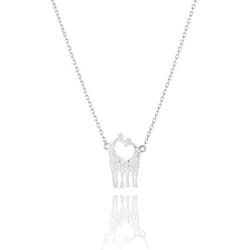 MaLove Dainty Giraffe Inspirational Pendant Necklace, Handmade White Rhodium Plated Pendant Necklace Jewelry Gift for Women