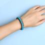 KELITCH Created Turquoise Crystal Mix Beaded Single Wrap Bracelet on Brown Leather Handwoven New Jewelry