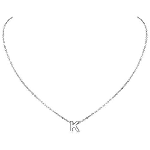 ChicSilver 925 Sterling Silver Letter A-Z Pendant Necklace, Dainty Small Initial Necklace for Women, Silver/Gold (with Gift Box)