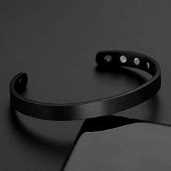 Jovivi Personalized Custom Titanium Magnetic Matte Plain Cuff Bangle Bracelets for Men Women Therapy, 8mm,Gold Plated/Black/Silver/Rose Gold