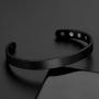 Jovivi Personalized Custom Titanium Magnetic Matte Plain Cuff Bangle Bracelets for Men Women Therapy, 8mm,Gold Plated/Black/Silver/Rose Gold