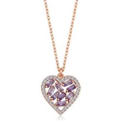 ENZOMAR Amethyst Crystal Heart Necklace for Women - 1 Year Anniversary Necklace for Girlfriend, Healing Crystal Necklace, Little Girls Jewelry, Wedding Anniversary, Dainty Necklace