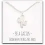 Happy Kisses Cactus Necklace – Desert Pendant – Inspirational Message Card – for Women & Kids