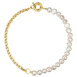 YorzAhar Double Layered Chunky Gold Statement Chain Link Choker Necklaces, Dainty Pearls Stitching Necklaces for Woman Girls Jewelrly