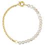 YorzAhar Double Layered Chunky Gold Statement Chain Link Choker Necklaces, Dainty Pearls Stitching Necklaces for Woman Girls Jewelrly