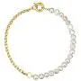 YorzAhar Double Layered Chunky Gold Statement Chain Link Choker Necklaces, Dainty Pearls Stitching Necklaces for Woman Girls Jewelrly