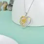 Nature Diamond Sunflower Heart Necklace for Women Sterling Silver, You are My Sunshine Anniversary Jewelry for Wife/ Girlfriend, Love Gifts for Her (0.11ct) 16''-18''
