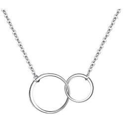 EVER FAITH Double Circles Necklace Sterling Silver Infinity Interlocking Friendship Sister Mother Daughter Necklace