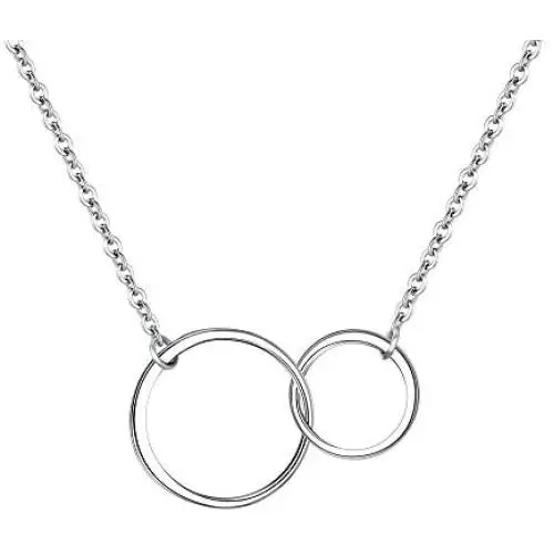 EVER FAITH Double Circles Necklace Sterling Silver Infinity Interlocking Friendship Sister Mother Daughter Necklace