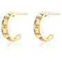 FANCIME Solid 14K Real Yellow Gold Diamond 0.06 CTTW Small Cut Unique Open Half Cuff Hoop Earrings Dainty Delicate Everyday Fine Jewelry For Women Girls Diameter 15mm