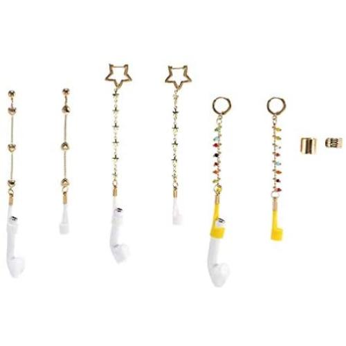 3 Pairs Creative Gold Plated Earring Strap Wireless Earhooks Earbuds Earphone Holder Connector, Anti Lost Earring for Earphone