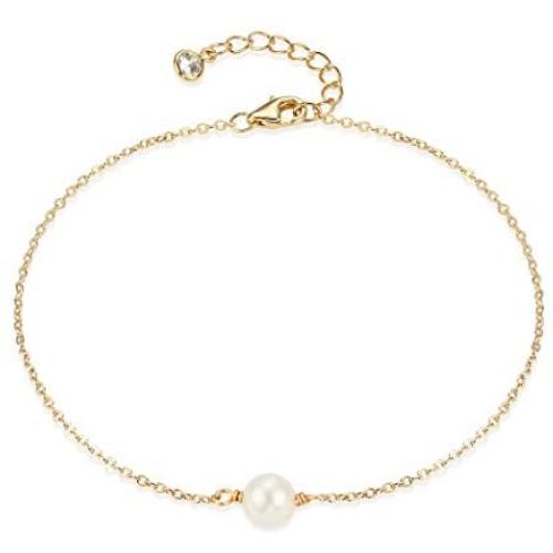 Women Dainty Bracelet,14k Gold Plated/Sterling Silver Cute Satellite Bracelet Beads Chain Layered Coin Charm Link Bracelet Minimal Jewelry