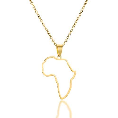 Stainless Steel Hollow Out Africa Map Motherland Pendant Necklace one Heart in Map State Jewelry
