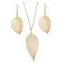Kermele Long Gold Leaf Pendant Necklace and Earrings Jewelry Set - Nice Gifts for Women Girls