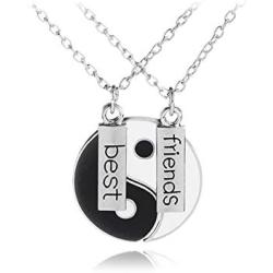 NC 4-12Pcs Yin Yang Tai Chi Gossip Chain Pendant Necklace Bracelet Set Adjustable Cord Braide Couple Matching Beads Bracelet for Women Men Teen Girl Best Friend Friendship Jewelry Gift