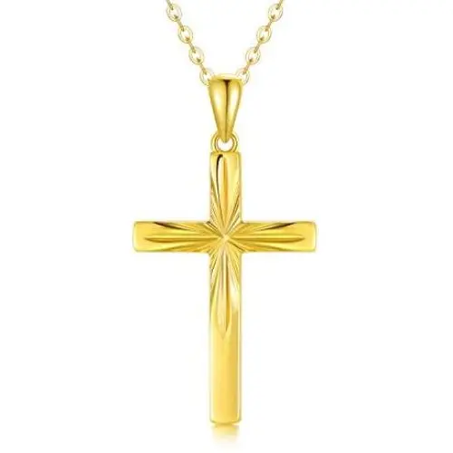 14K Solid Gold Cross Necklace for Women, Delicate Gold Italian Diamond-cut Cross Pendant Necklace Religious Jewelry for Girl, Wife, Mom, 16''-18'' 14K Solid Gold Cross Necklace for Women, Delicate Gold Italian Diamond-cut Cross Pendant Necklace Religious Jewelry for Girl, Wife, Mom, 16''-18''