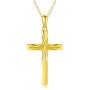 14K Solid Gold Cross Necklace for Women, Delicate Gold Italian Diamond-cut Cross Pendant Necklace Religious Jewelry for Girl, Wife, Mom, 16''-18''