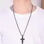 YL Mens Cross Necklace 316L Stainless Steel Bigger Jesus Christ Pendant White/Gold/Black Rolo Chain Jewelry