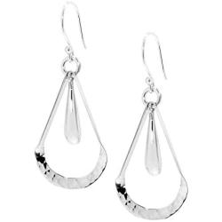 Pepe Dominguez 925 Sterling Silver Long Drop on Hammered Swing Dangle Earrings