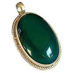 Oval Shaped Green Agate Polished Pendant with Detailed Argentium Plated Silver Framing | Jewelry from Nepal
