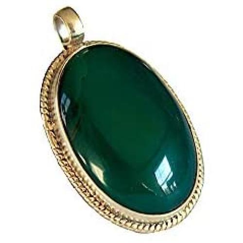 Oval Shaped Green Agate Polished Pendant with Detailed Argentium Plated Silver Framing | Jewelry from Nepal