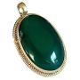Oval Shaped Green Agate Polished Pendant with Detailed Argentium Plated Silver Framing | Jewelry from Nepal