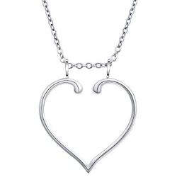 S925 Sterling Silver Jewelry Open Heart Pendant Ring Holder Necklace Wedding Engagement Anniversary Infinity Love Gift for Her, Wife, Girlfriend, Fiancee