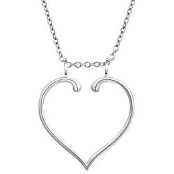 S925 Sterling Silver Jewelry Open Heart Pendant Ring Holder Necklace Wedding Engagement Anniversary Infinity Love Gift for Her, Wife, Girlfriend, Fiancee