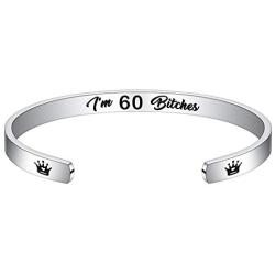 M MOOHAM Birthday Gifts for Her Women - Engraved Funny Quote Stainless Steel Cuff Bangle Bracelet Jewelry 16th 21st 30th 40th 50th 60th 70th 80th Birthday Gifts, Funny Retirement Gifts for Women