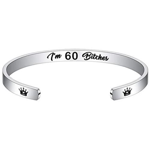 M MOOHAM Birthday Gifts for Her Women - Engraved Funny Quote Stainless Steel Cuff Bangle Bracelet Jewelry 16th 21st 30th 40th 50th 60th 70th 80th Birthday Gifts, Funny Retirement Gifts for Women