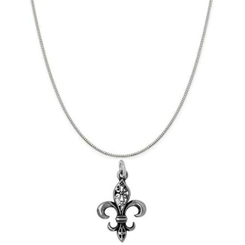 Raposa Elegance Sterling Silver Filigree Fleur De Lis Charm Necklace (16'', 18'' or 20'' Chain)
