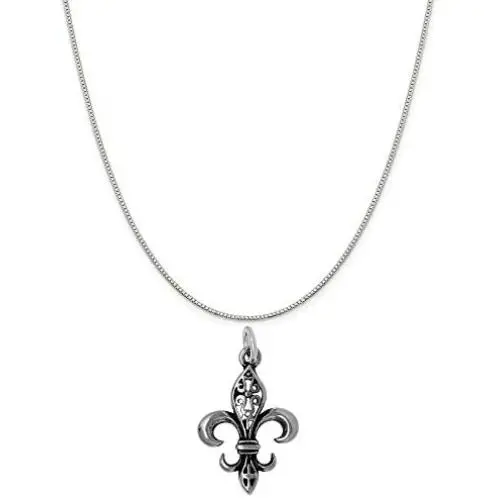 Raposa Elegance Sterling Silver Filigree Fleur De Lis Charm Necklace (16'', 18'' or 20'' Chain) Raposa Elegance Sterling Silver Filigree Fleur De Lis Charm Necklace (16'', 18'' or 20'' Chain)