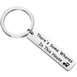 PENQI Funny Best Friend Keychain Long Distance Friendship Jewelry Friendship Gift Theres Some Whores in This House Keychain Music Lover Gift