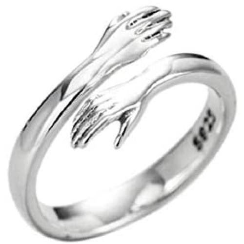 LMCIEZR 925 Sterling Silver Ring Womens Dress Girl Silver Hug Hand Open Ring Jewelry Lady (Unisex)