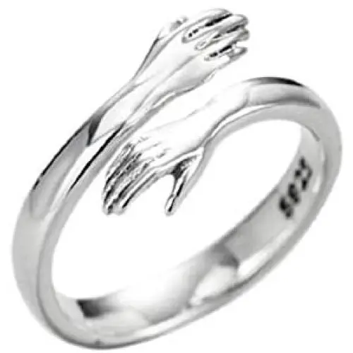 LMCIEZR 925 Sterling Silver Ring Womens Dress Girl Silver Hug Hand Open Ring Jewelry Lady (Unisex)