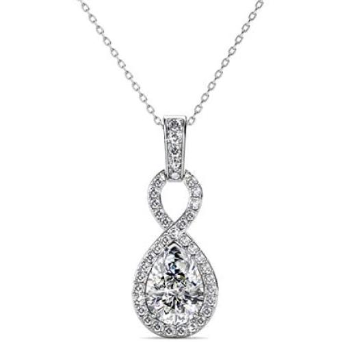 St.Claire Swarovski Crystals 18K Gold Plated Unique Pendant Necklace 925 Sterling Silver Necklace Birthstone Pendant Necklaces for Women with 5A Cubic Zirconia Christmas Jewelry Birthday Gift