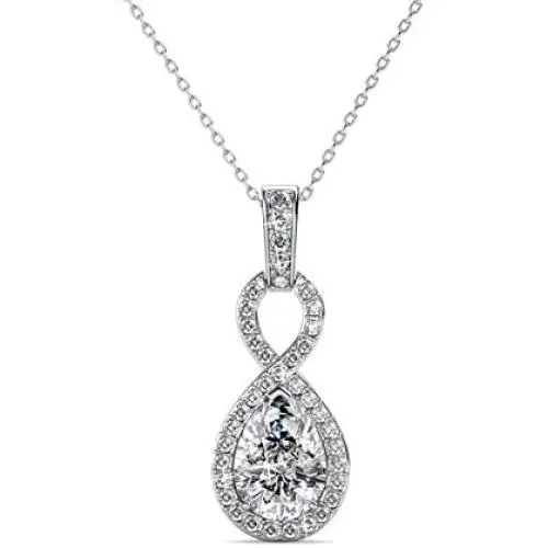 St.Claire Swarovski Crystals 18K Gold Plated Unique Pendant Necklace 925 Sterling Silver Necklace Birthstone Pendant Necklaces for Women with 5A Cubic Zirconia Christmas Jewelry Birthday Gift