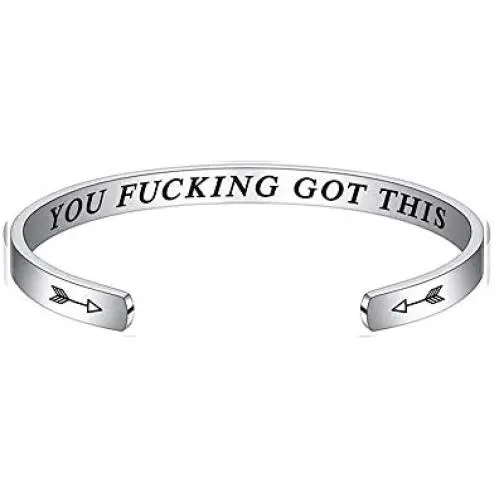 Inspiration Bracelet Stainless Steel Cuff Bracelet Engraved Mantra Cuff Bangle Personalized Friendship Jewelry for Women Girls Graduation Birthday Gifts