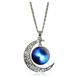 Fuqimanman2020 Galaxy Crescent Moon Pendant Necklaces Jewelry for Women Teen Girls