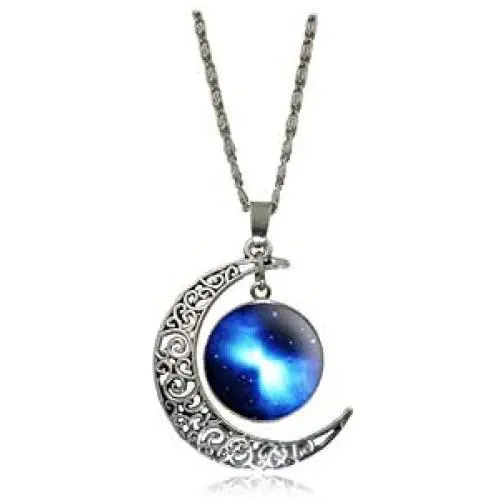 Fuqimanman2020 Galaxy Crescent Moon Pendant Necklaces Jewelry for Women Teen Girls