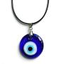 Pingyongchang Antique Deep Sea Blue Evil Eye Pendant Necklace Turkish Blue Eye Necklace Glass Eye Leather Rope Chain