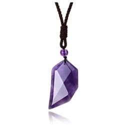 Top Plaza Natural Healing Crystal Stone Necklace Reiki Quartz Jewelry Half Heart Pendant Necklaces for Women Men