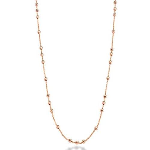 Miabella 18K Yellow or Rose Gold Plated Italian Beaded Ball Rosary Long Wrap Layering Station Chain Necklace for Women, 60''