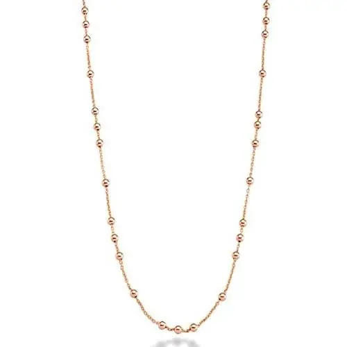 Miabella 18K Yellow or Rose Gold Plated Italian Beaded Ball Rosary Long Wrap Layering Station Chain Necklace for Women, 60'' Miabella 18K Yellow or Rose Gold Plated Italian Beaded Ball Rosary Long Wrap Layering Station Chain Necklace for Women, 60''