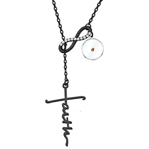 FAADBUK Christian Gift Faith Cross Mustard Seed Lariat Y Necklace Religious Inspirational Jewelry for Women Girls