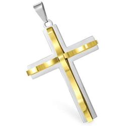 PRUXA Cross Necklace for Men Women Girls Boys Stainless Steel Pendant Necklaces Back Charm Mirror Polished Plain Cross Chain Necklace Fashion Design for Gift