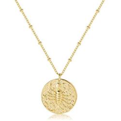 S.J JEWELRY 12 Constellations Zodiac Necklace Womens girls Simple Delicate 14K Gold Filled Coin Pendant Personalized Birthday Gifts Handmade Disc Chokers Necklace